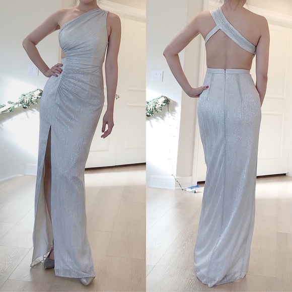 Aidan Mattox Dresses & Skirts - AIDAN MATTOX Metallic Lightweight One-Shoulder Gown